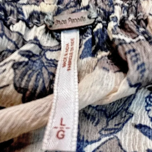 Free People Long Sleeve Floral Print Cottagecore Top Size Large-Flowy Boho - Picture 5 of 7